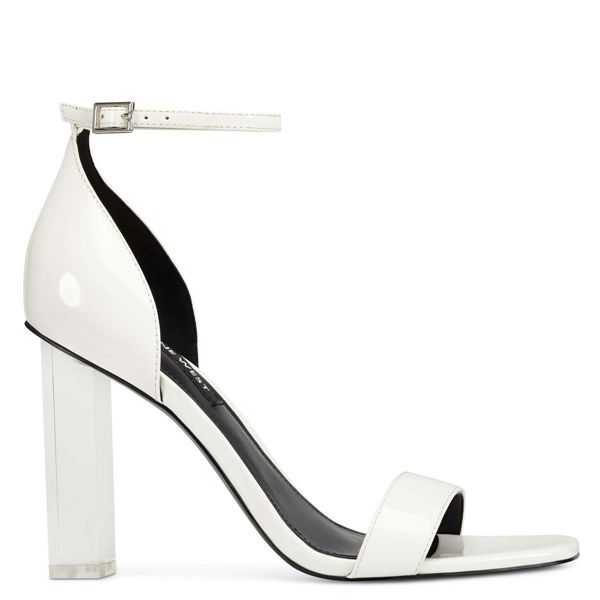 Nine West Zariah Ankle Strap White Heeled Sandals | South Africa 74X86-4K28